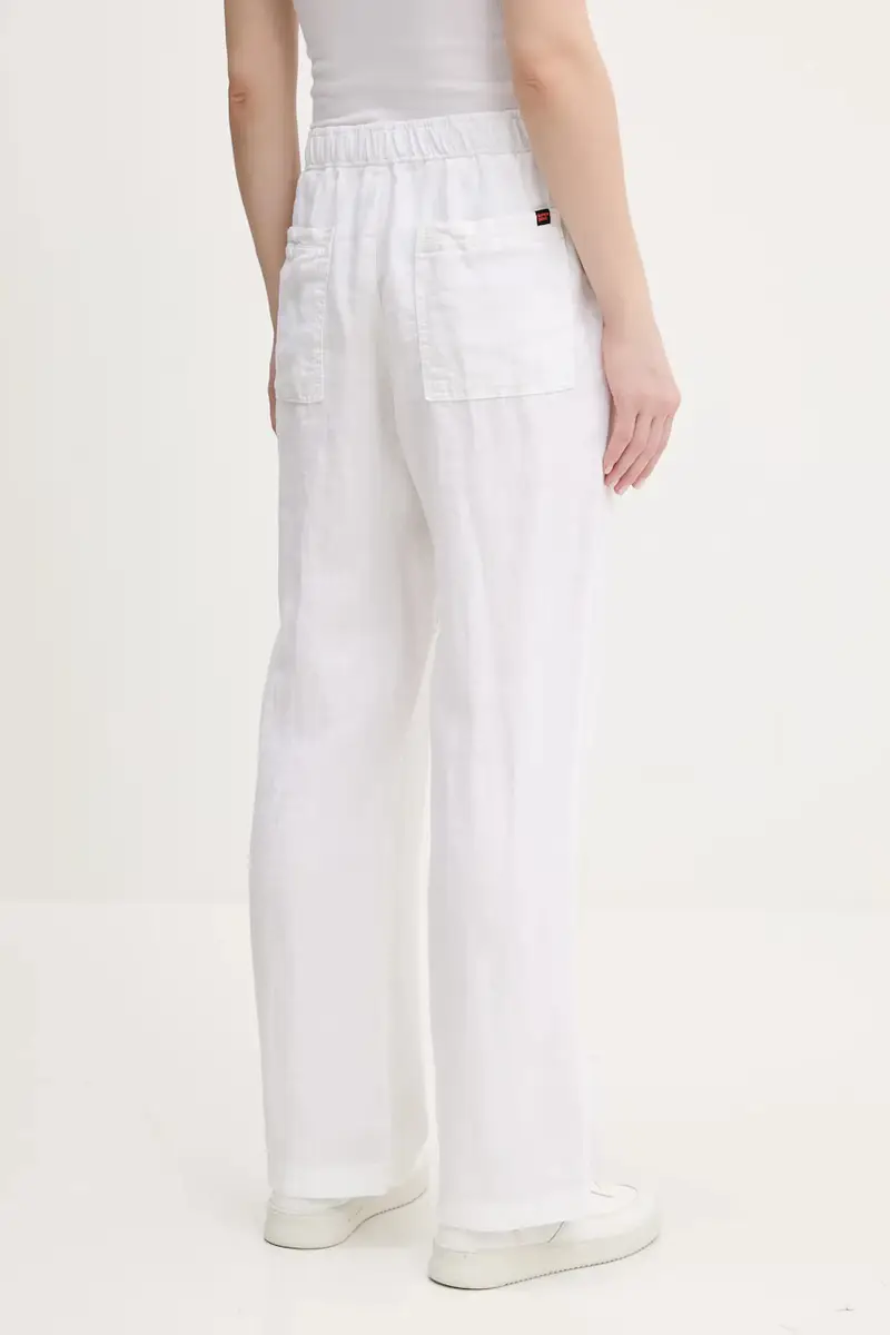 pantaloni in lino colore beige W7011182A-04C miniatura 4