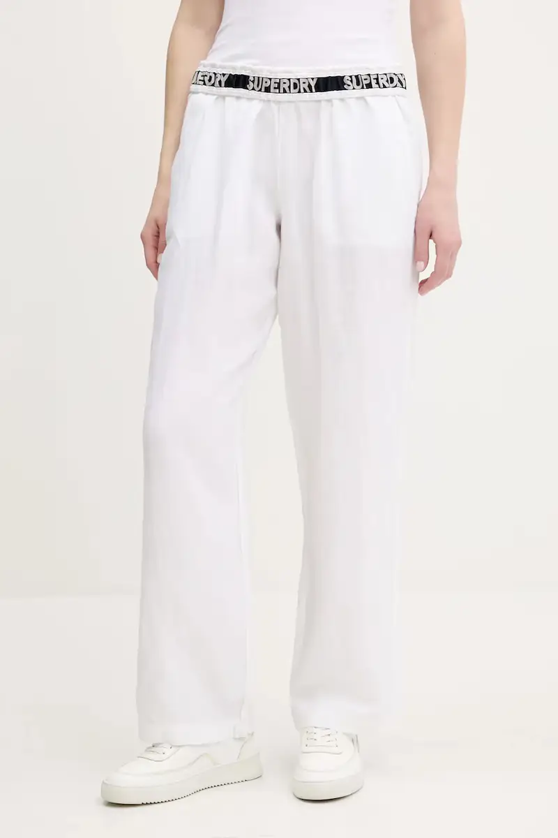 pantaloni in lino colore beige W7011182A-04C