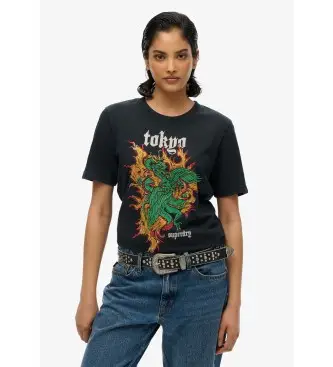 per donna W1011607A Maglietta nera Neo Tattoo (XS), Nero, Casual, Cotone, Manica corta