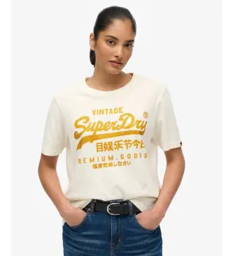 per donna W1011731A Maglietta bianca sporca rilassata (L), Bianco, Casual, Cotone, Manica corta