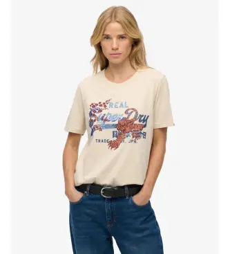 per donna W1011772A Maglietta beige vintage Tokyo (M), Casual, Cotone, Manica corta