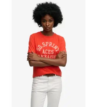 per donna W1011863A Maglietta Vintage Prep Pocket, rossa (L), Rosso, Casual, Cotone, Manica corta