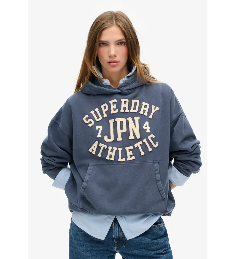 per donna W2012137A Felpa con cappuccio oversize Athletic Essentials blu navy (XL), Casual, Cotone
