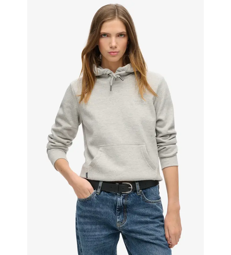 per donna W2012180A Felpa con cappuccio grigia con logo Essential (S), Casual, Grigio, Cotone, Sostenibile