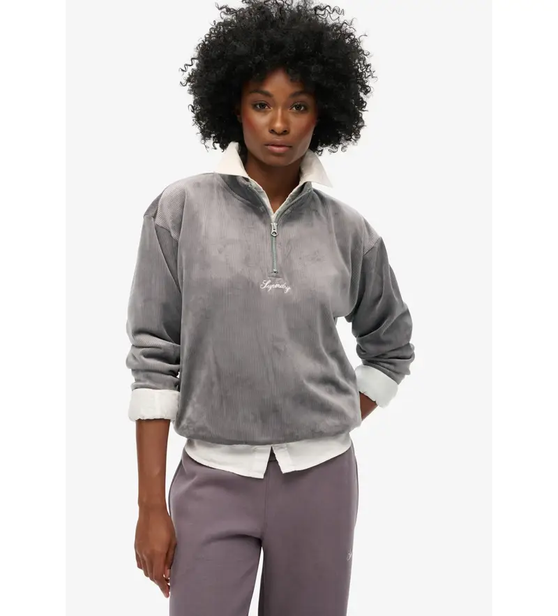 per donna W2012206A Felpa in velluto grigio Country Club (S), Casual, Poliestere