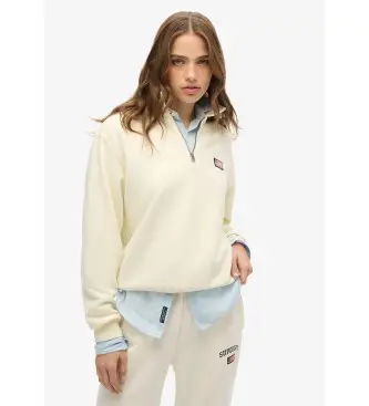 per donna W2012234A Felpa bianca con collo alto e mezza zip Athletic Essentials (L), Bianco, Casual, Cotone