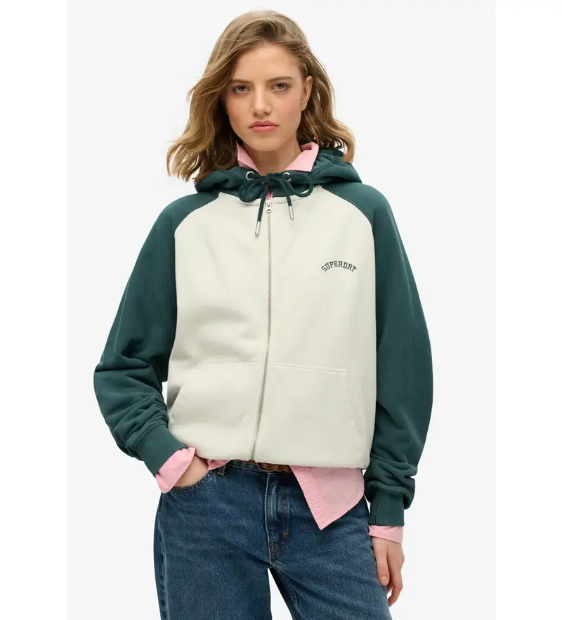 per donna. W2012287A Felpa verde con logo essenziale (XS), Casual, Cotone