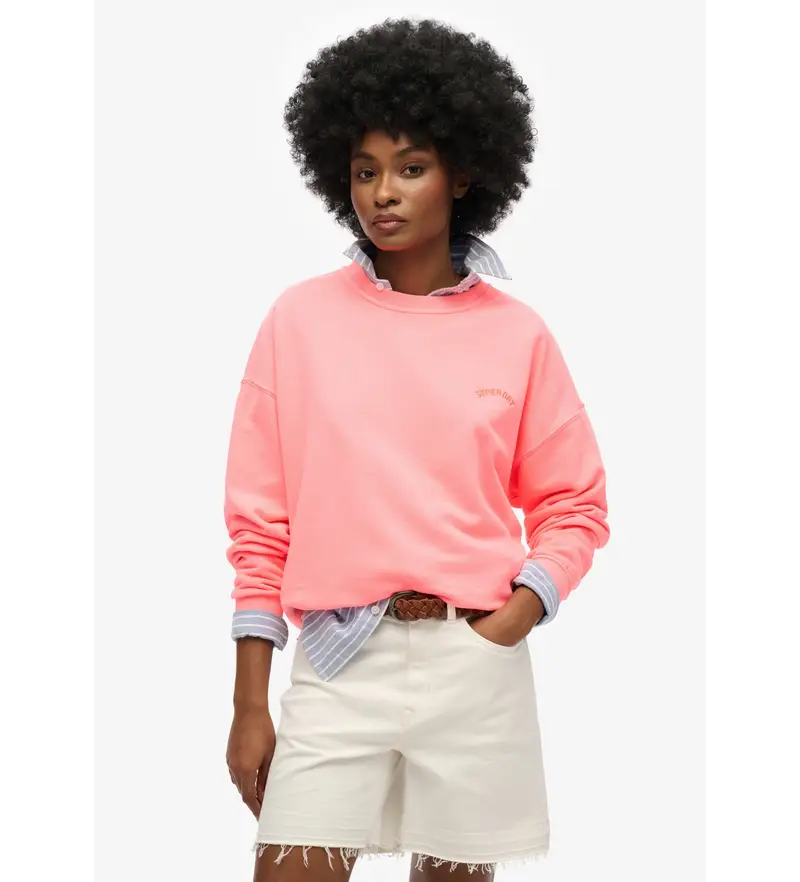 per donna. W2012293A Felpa ampia con logo Essential in rosa (XXS), Casual, Cotone