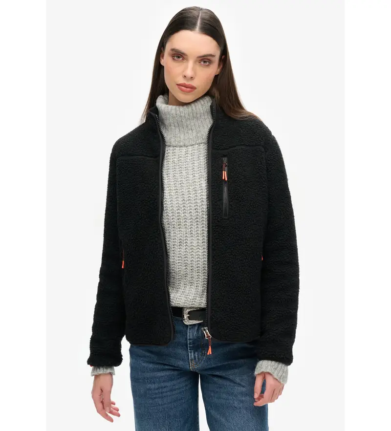 per donna. W2012340A Pile da esterno con cerniera intera nero (12 UK = M), Casual, Poliestere