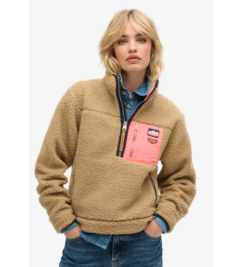 Superdry Maglione Donna Vintage Retro Half Zip beige