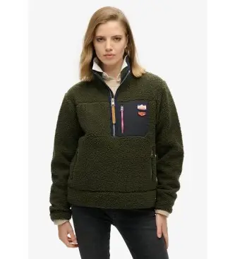 per donna W2012343A Polar Vintage Retro Half Zip Verde (M), Casual, Poliestere