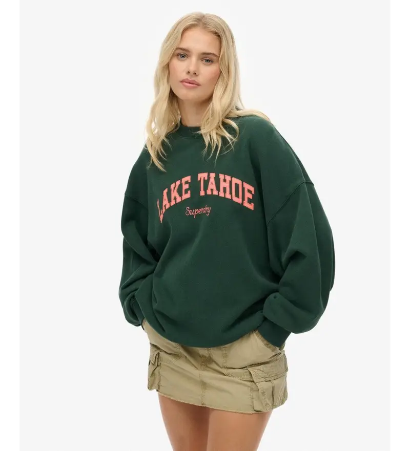 per donna. W2012408A Felpa verde per esterni (S), Casual, Cotone