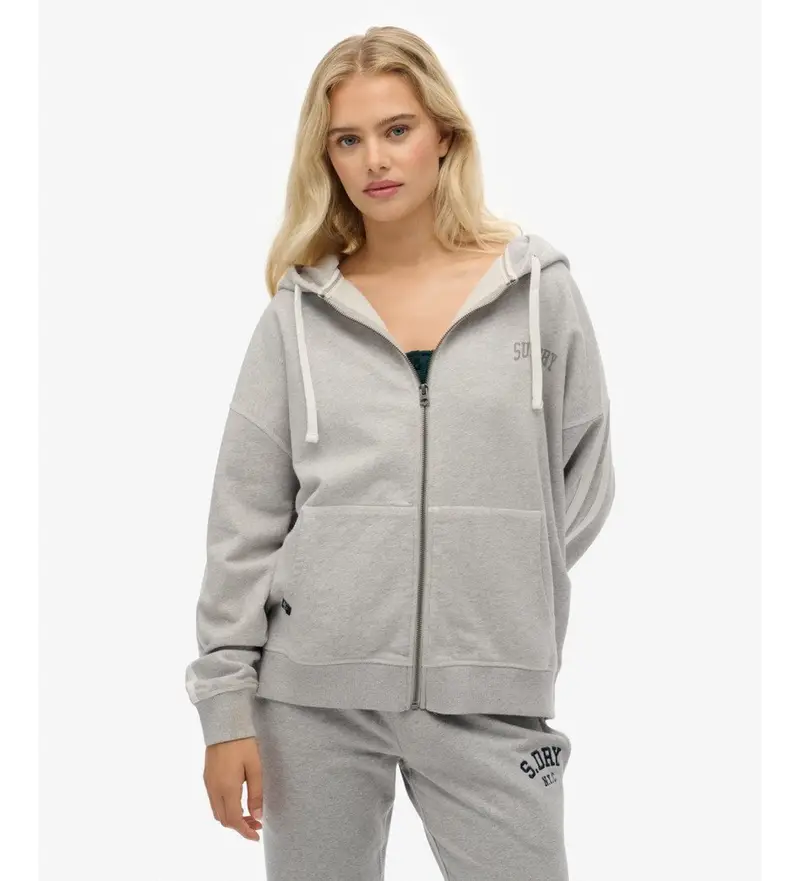 per donna W2012425A Felpa con zip rilassata Athletic Essentials grigia (XL), Casual, Grigio, Cotone