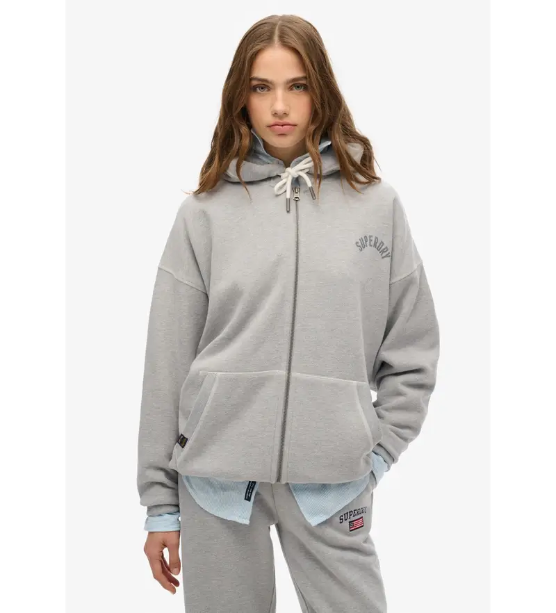 per donna W2012448A Felpa con cappuccio oversize Athletic Essential con cerniera in grigio (S), Casual, Cotone