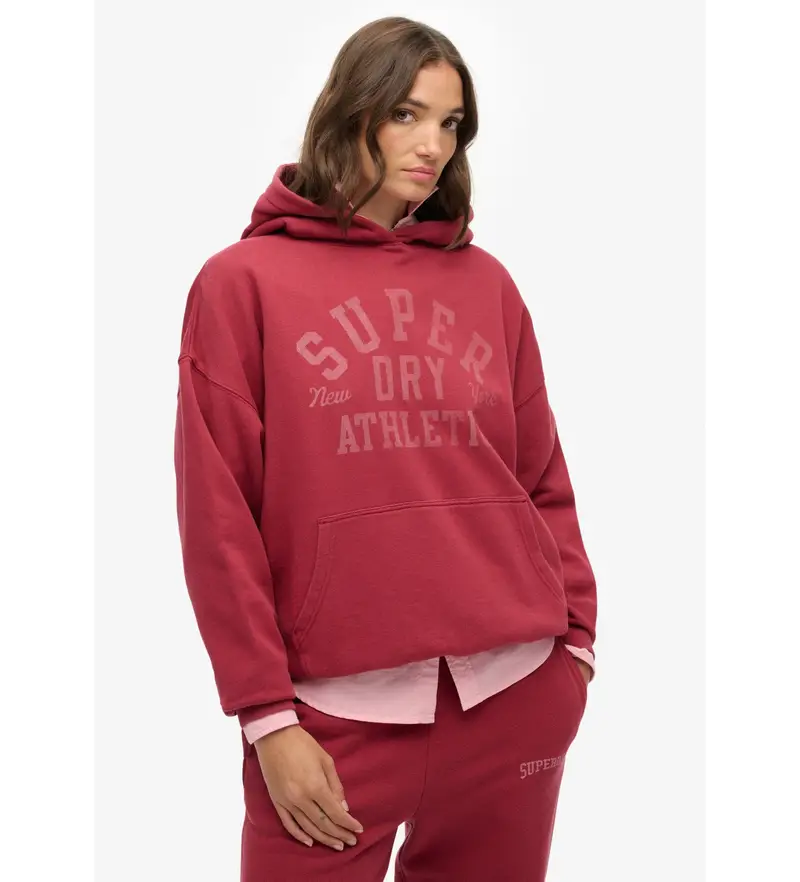 per donna W2012452A Felpa sportiva rilassata bordeaux (L), Casual, Cotone