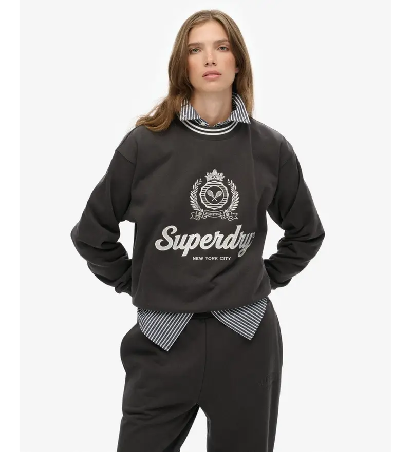 per donna W2012468A Felpa nera Country Club (XL), Nero, Casual, Cotone, Manica lunga