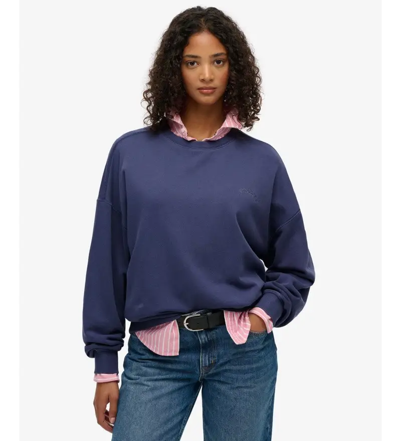 per donna W2012475A Felpa blu navy Essential Logo GD Relax (S), Casual, Cotone, Manica lunga