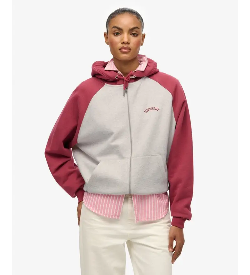 per donna W2012476A Felpa raglan OSZ con logo Essential rossa (XL), Rosso, Casual, Cotone Bordeaux