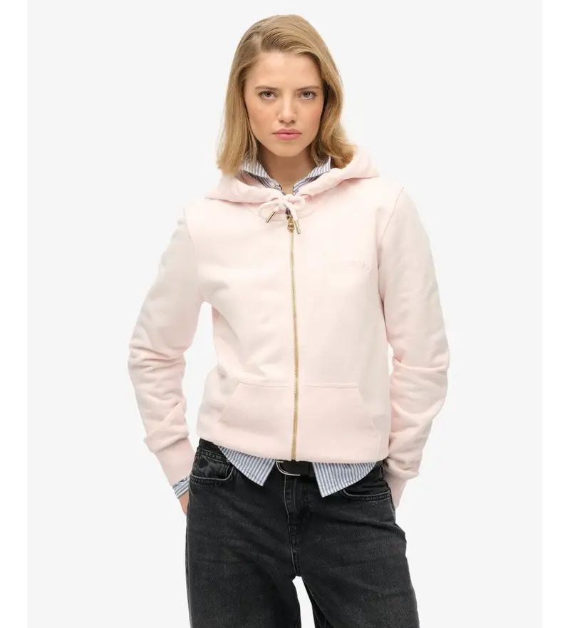 per donna W2012477A Felpa con zip e logo Essential rosa chiaro (XL), Casual, Cotone