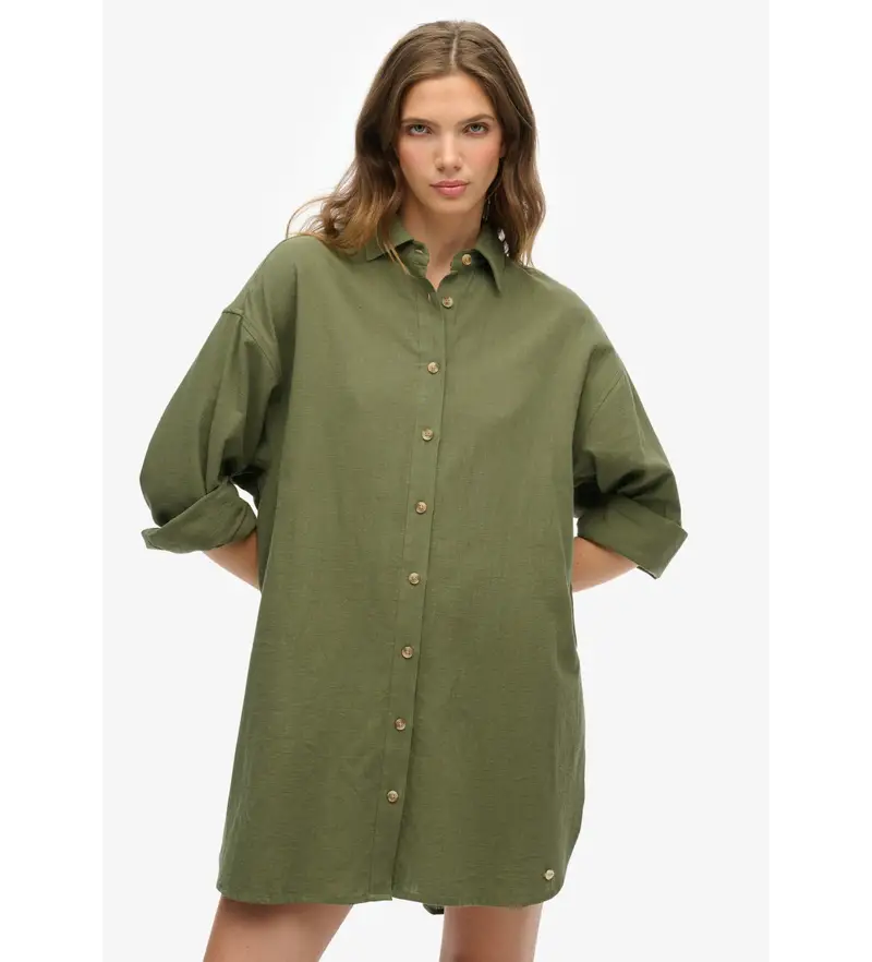per donna. W4010470A Camicia da spiaggia lunga verde Ibiza (XS), Casual, Cotone, Manica lunga