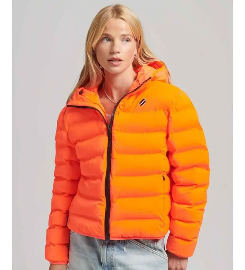 per donna W5011103A Codice Giacca imbottita arancione per tutte le stagioni (XS), Casual, Polister riciclato, Sostenibile