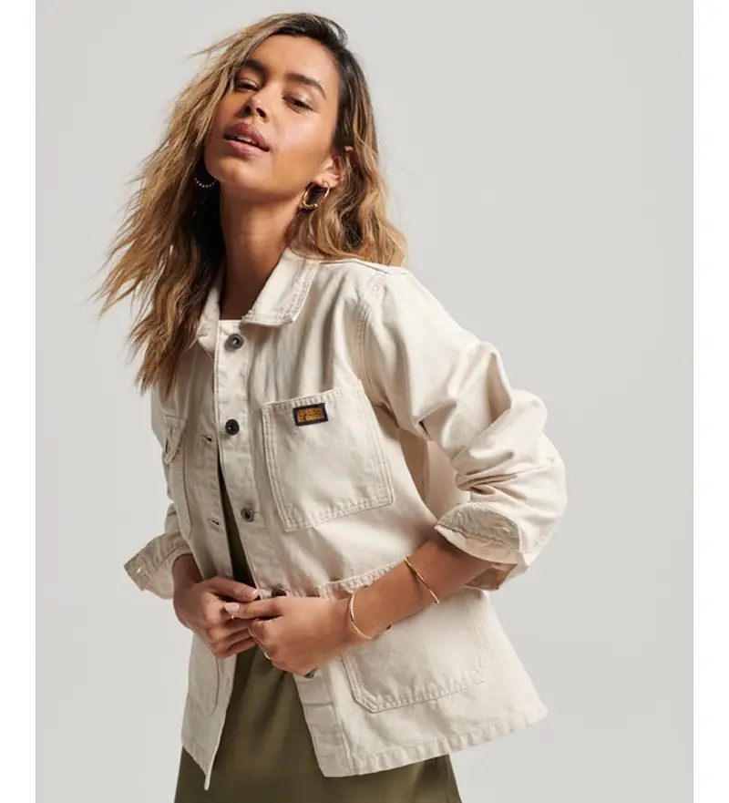 per donna W5011473A Giacca da lavoro vintage beige (XS), Casual, Cotone, Manica lunga