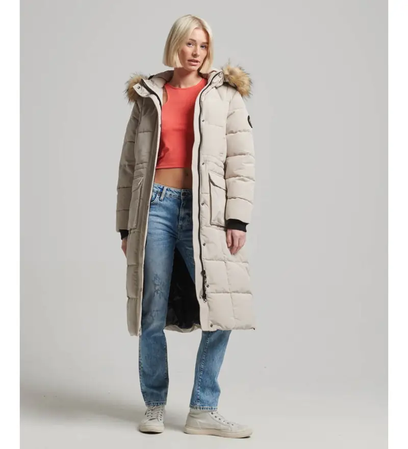 per donna W5011566A Cappotto lungo trapuntato Everest beige (XS), Casual, Poliestere