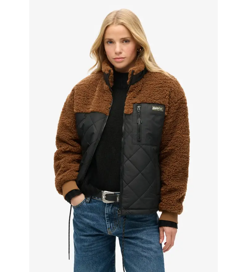 per donna W5011771A Giacca ibrida in pile da lavoro marrone (M), Casual, Poliestere, Sostenibile