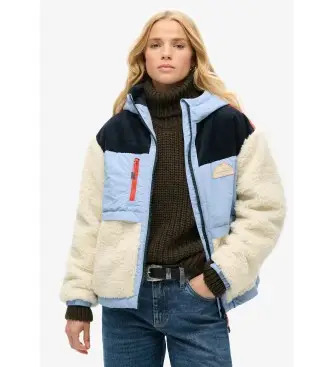 per donna W5011772A Giacca di montone blu e bianco sporco (XL), Casual, Poliestere