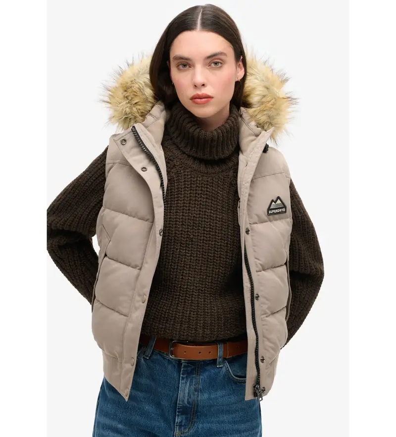 Superdry Gilet Donna Beige 4034999