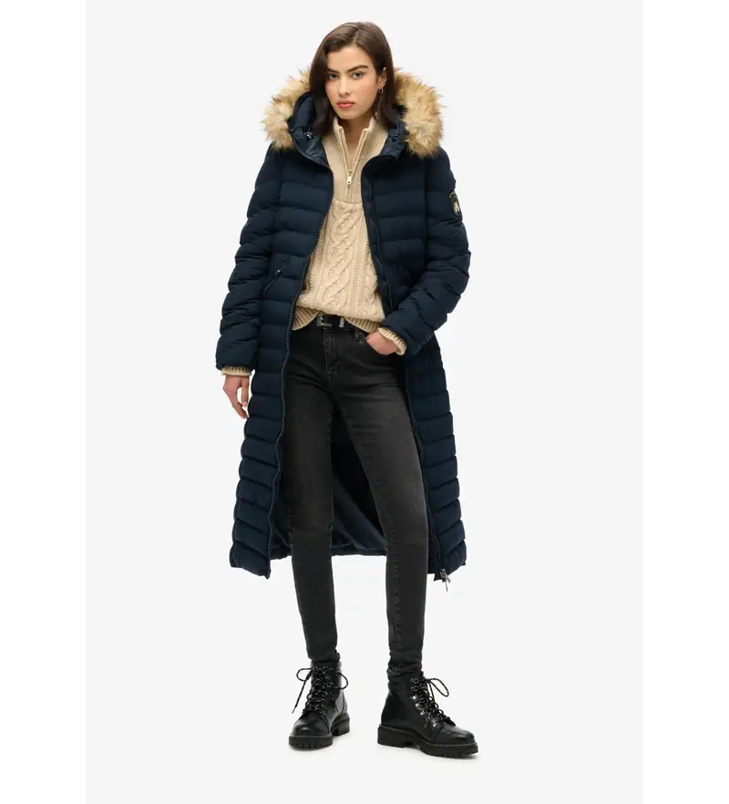 per donna W5011790A Cappotto lungo blu navy Fuji (S), Casual, Polister riciclato, Sostenibile