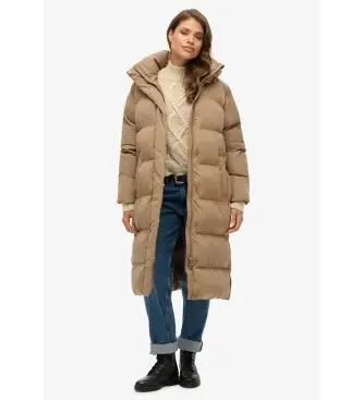 per donna W5011801A Cappotto imbottito lungo marrone con cappuccio (S), Casual, Poliestere, Sostenibile