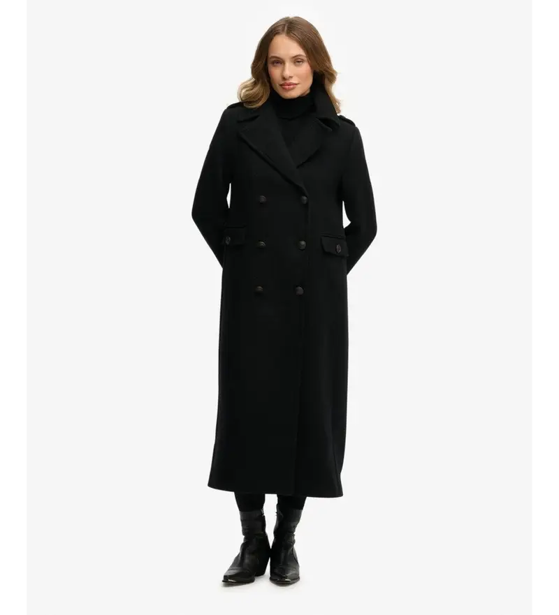 per donna W5011889A Cappotto con petto nero (XS), Casual, Lana, Classico