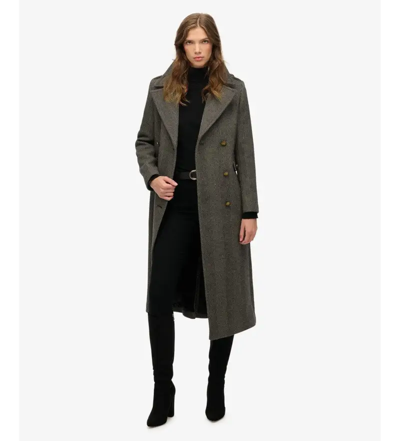 per donna W5011889A Cappotto doppiopetto in misto lana grigio (S), Casual, Poliestere