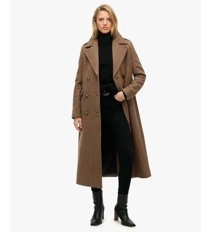 per donna W5011889A Cappotto doppiopetto in misto lana marrone (M), Casual, Poliestere