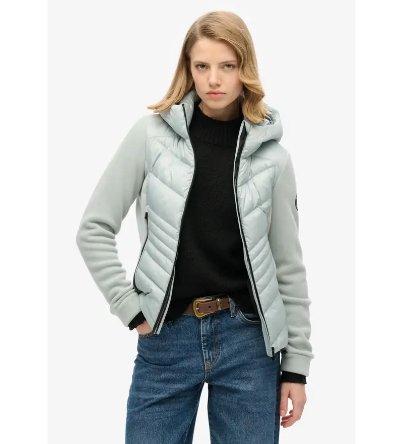 per donna W5011904A Giacca in pile con cappuccio Storm grigia (L), Casual, Grigio, Polister riciclato, Sostenibile