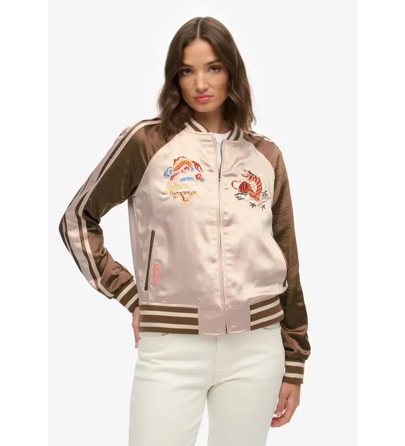 per donna W5011953A Bomber Suikajan ricamato marrone (XS), Casual, Poliestere