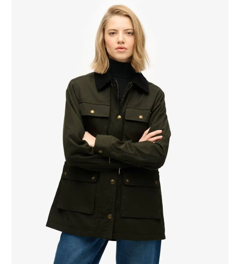 per donna. W5011958A Giacca di cera verde (L), Casual, Cotone