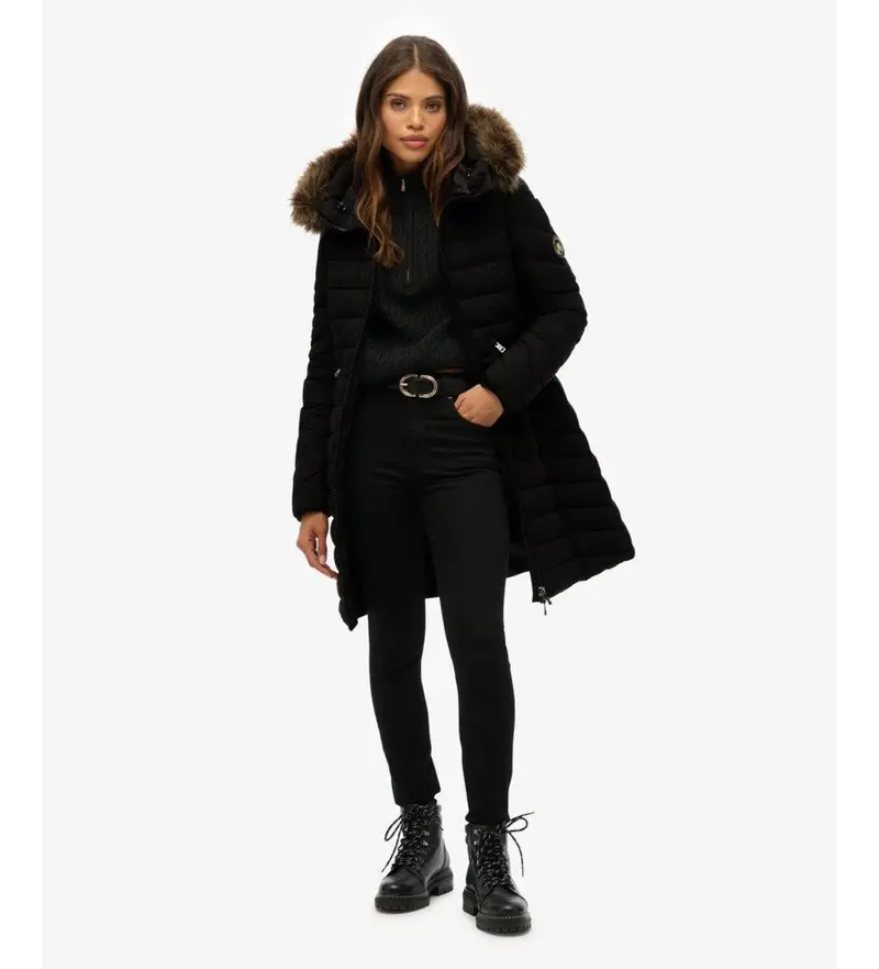 per donna W5011999A Cappotto nero in pelliccia sintetica Fuji (XS), Casual, Poliestere