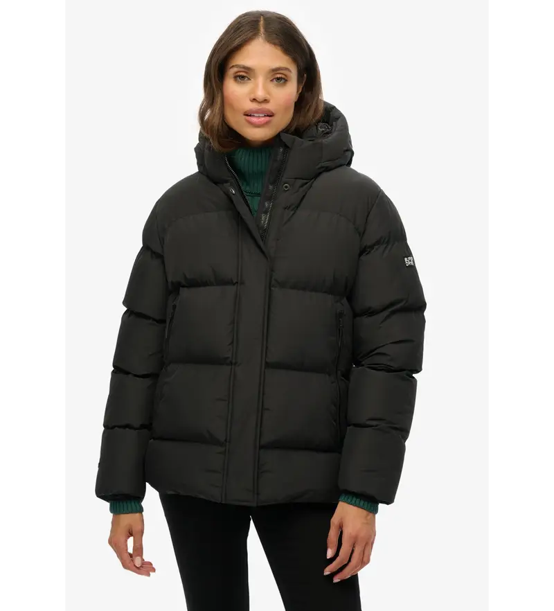 per donna. W5012004A Giacca sportiva con cappuccio 5 Baffle nera (XL), Nero, Casual, Polister riciclato, Sostenibile