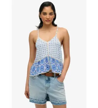 per donna W6011647A Top canotta vintage blu (XS), Casual, Poliestere, Senza maniche / cinghie