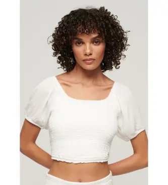 per donna W6011857A T-shirt in tessuto arricciato bianco (M), Casual, Viscosa, Manica corta