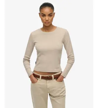 per donna W6012108A Maglietta beige con logo Essential (XS), Casual, Cotone, Manica lunga