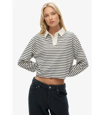 per donna W6012175A Polo da rugby a righe beige (S), Casual, Cotone, Manica lunga