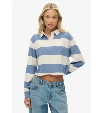 per donna W6012175A Polo da rugby a righe blu (S), Casual, Cotone, Manica lunga