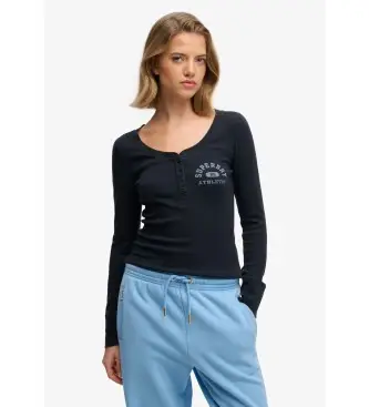per donna W6012276A Maglietta sportiva blu navy con bottoni (XS), Casual, Cotone, Manica lunga