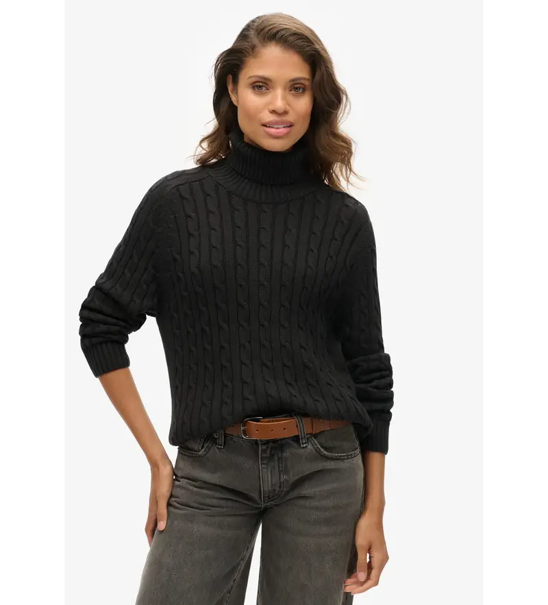 per donna. W6110614A Maglia grigia con rocchetto di cavi (XL), Nero, Casual, Cotone