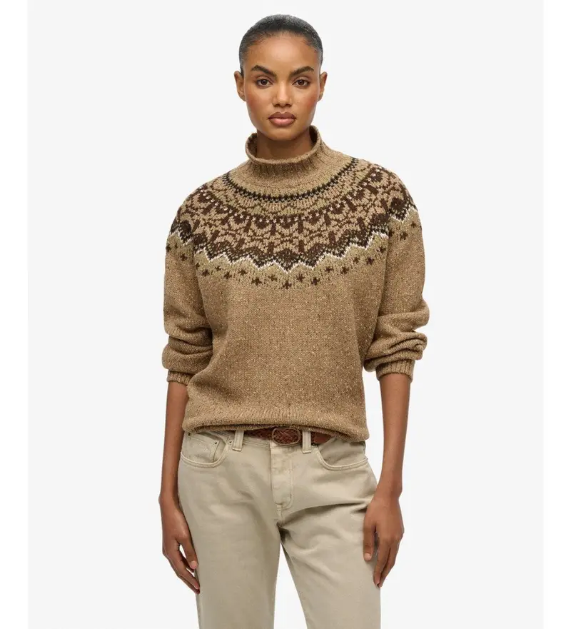 per donna W6110657A Maglione Fair Isle marrone (XL), Casual, Poliestere