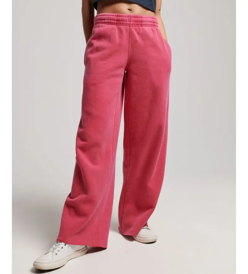 per donna W7010904A Pantaloni jogger dritti con effetto lavato rosa (L), Casual, Poliestere