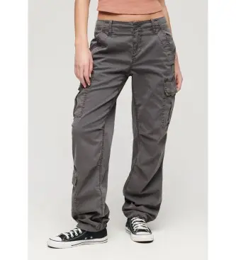per donna W7011052A Pantaloni cargo grigi a vita bassa e taglio dritto (28), Casual, Grigio, Cotone